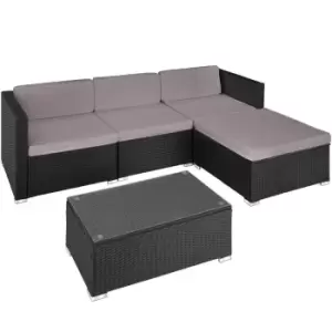 image of Tectake Florence 4-seater Rattan Lounge Sofa Set - Black/Grey