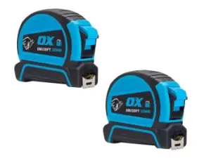 Image of OX Tools OX-P505488 8m/26ft Pro Dual Auto Lock Tape Twinpack