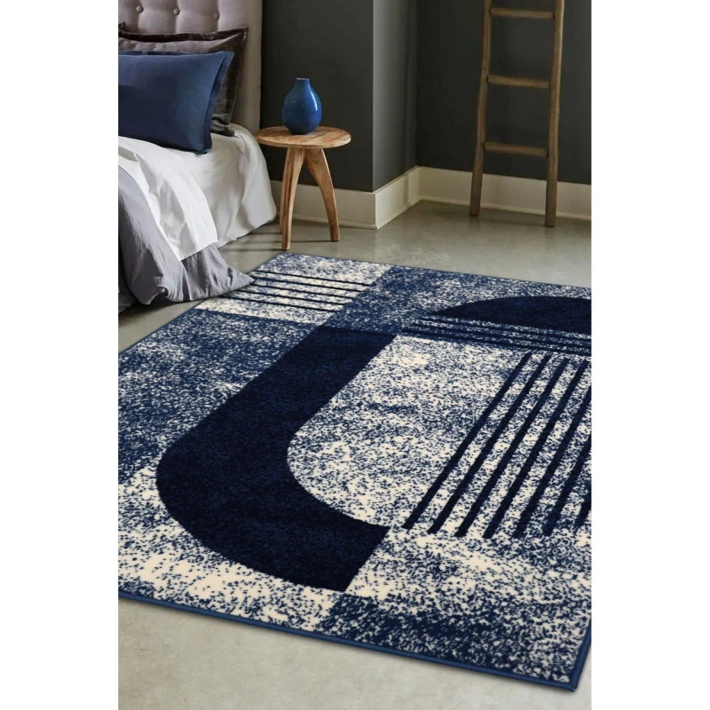 Image of Homemaker Maestro Modern Geo Rug Navy Berber Rugs 120x170cm Blue 41877918125