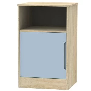 Image of Robert Dyas Barquero Ready Assembled 1-Door Bedside Table - Pine/Denim