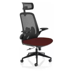 Image of Lasino Executive Bespoke Fabric Seat Ginseng Chilli Mesh Chair With Folding Arms