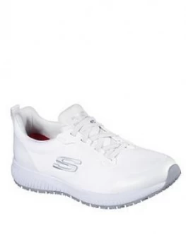 image of Skechers Squad SR Safety Slip Resistant Trainers - White, Size 4, Women