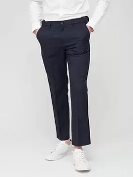 Image of Farah Adjustable Waist Smart Trousers - Navy, Size 32, Inside Leg Short, Men