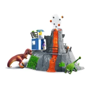 Image of SCHLEICH Dinosaur Volcano Expedition Base Camp Toy Playset, Unisex, 4 to 10 Years, Multi-colour (42564)