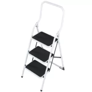 image of 0.75m Folding Step Ladder Safety Stool 3 Tread Compact Anti Slip Rubber Steps