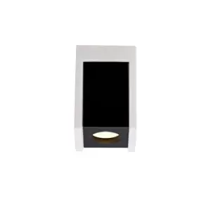 image of 1 Light Ceiling GU10, White Paintable Gypsum With Matt Black Cover