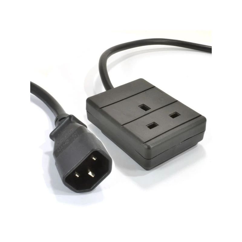 Image of FDL 1M IEC PLUG (C14) TO SINGLE 13A TRAILING SOCKET - BLACK
