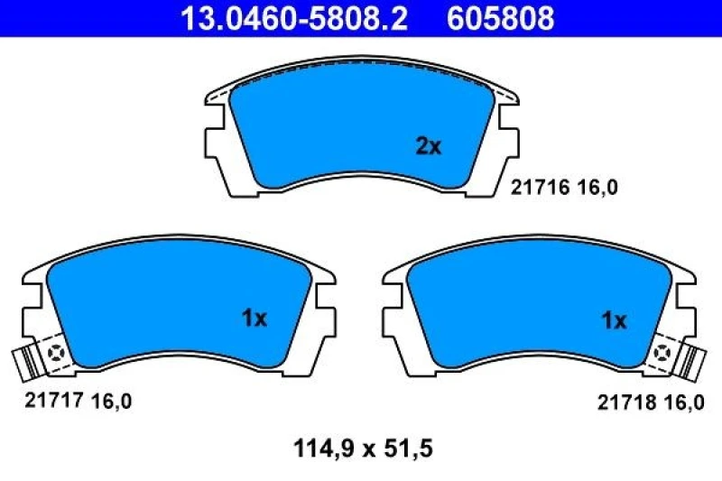 Image of ATE 13.0460-5808.2 Brake pad set with acoustic wear warning Brake Pad Set,disc brake (402)