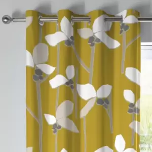 image of Fusion Kalmar Ochre Eyelet Curtains Ochre