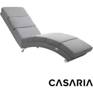 Image of Chaise Longue Relaxing Faux Leather Lounger Reclining Living Room Single Chair Recliner Bedroom Office Seat Fabric Grey - Casaria