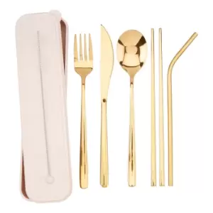 image of 6 Piece Gold Cutlery Set with Box