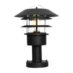 Image of Helsingor 1 Light Outdoor Coastal Pedestal Lantern Black IP44, E27