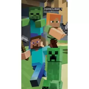Image of Minecraft Group Beach Towel (One Size) (Blue/Green/Beige)