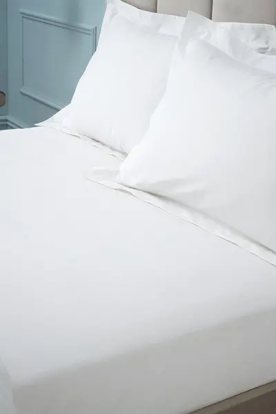 Image of BIANCA Plain Dye 100% Egyptian Cotton 180 Thread Count Fitted Sheet, White, Super King - Bianca BD/57496/R/SKFD/WH