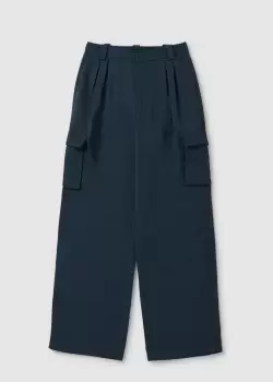 image of Rails Womens Harlow Satin Cargo Trousers In Deep Sea