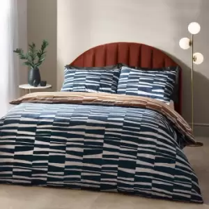 Image of Piper Abstract Cotton Rich Reversible Duvet Cover Set Dusk/Bronze, Dusk/Bronze / Super King