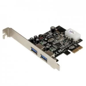 Image of StarTech 2 Port PCI Express PCIe SuperSpeed USB 3.0 Card Adapter with UASP - LP4 Power