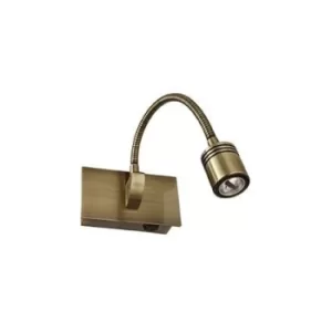 Image of Dynamo LED 1 Light Indoor Adjustable Wall Light Reading Lamp Antique Brass
