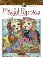 image of creative haven playful puppies coloring book