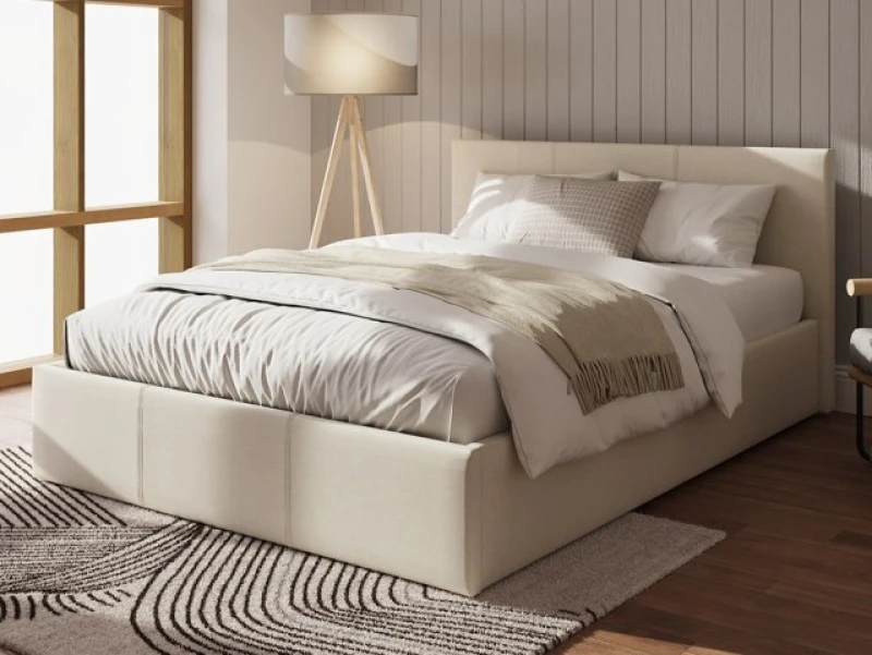 Image of GFW Ecuador 4ft Small Double Natural Hopsack Fabric Side Lift Ottoman Bed Frame
