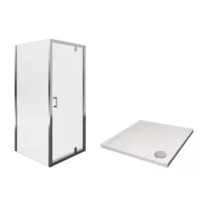 image of Aqualux Kit Shine 6 900X900 Pivot Door & Side Panel With Tray Waste Bundle