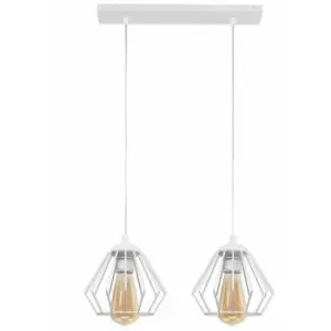 Image of Helam Agat Straight Bar Pendant Ceiling Light White 40cm