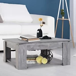 Image of Homcom 2 Tier Coffee Table Wood Grey 800 x 800 x 360 mm