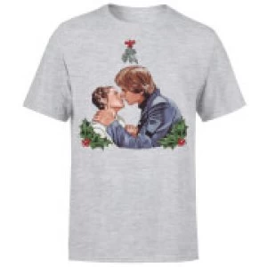 Image of Star Wars Christmas Mistletoe Kiss Grey T-Shirt - L