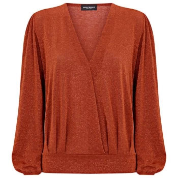 image of James Lakeland Sparkle Crossover Top - Dark Orange