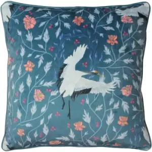 Image of Paoletti - Georgiana Botanical Cushion Slate Blue - Slate Blue