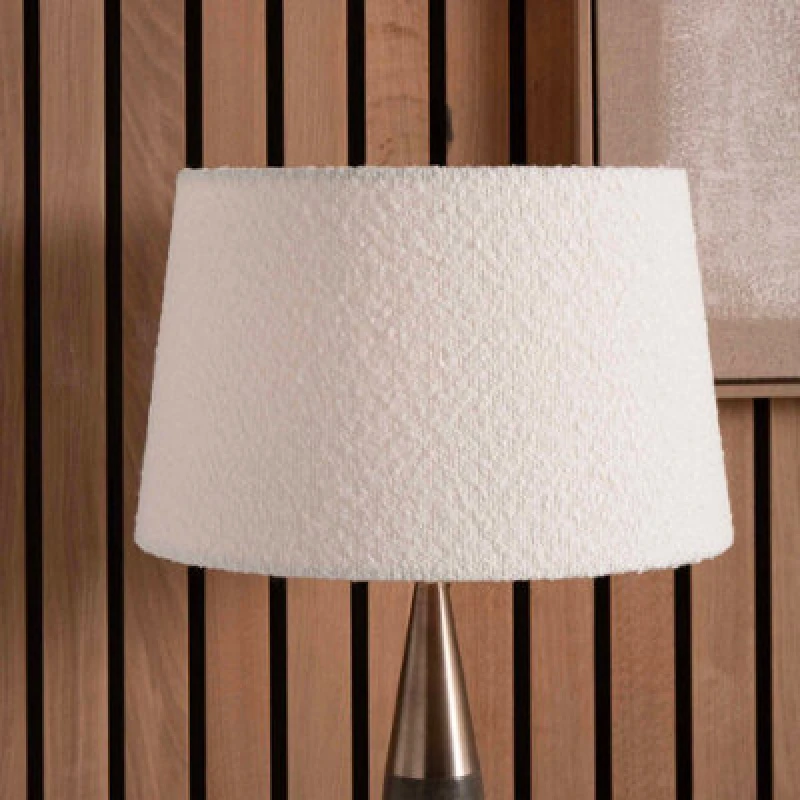 Image of Pacific Lifestyle 40Cm White Boucle Tapered Cylinder Table Lamp Shade Cosy Boho Floor Lampshades