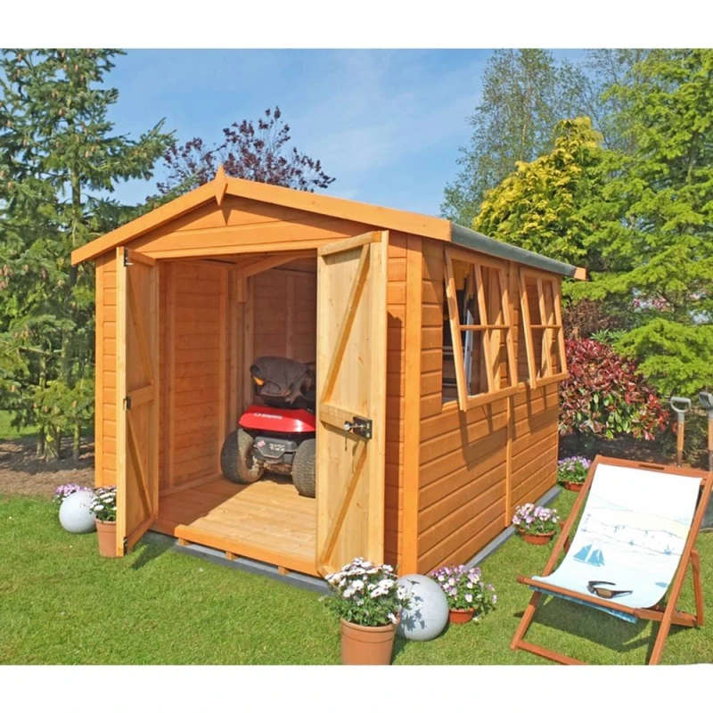 Image of Shires Bison Handmade Garden Shed Approx 10 x 8 Feet in Brown Brown Unisex