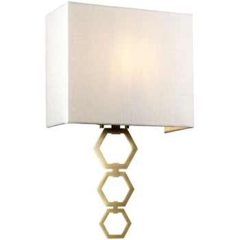 Image of Elstead - Ria Medium 1 Light Wall Light, Aged Brass, Ivory Faux Silk Shade