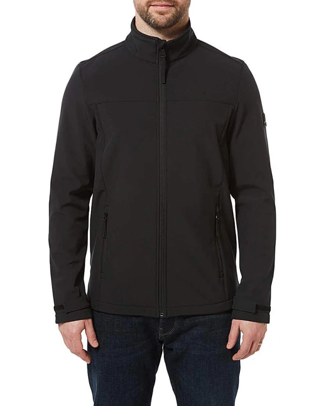 Image of TOG24 TOG24 Men 'Feizor' Shower Resistant Softshell Jacket in Black Size: Medium Black M Male 5053023058638