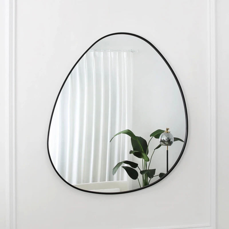 Image of Home Garden Direct Anax - Black Frame Pebble Mirror - 110 x 90 Black Unisex