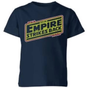 Image of Star Wars Empire Strikes Back Logo Kids T-Shirt - Navy - 11-12 Years