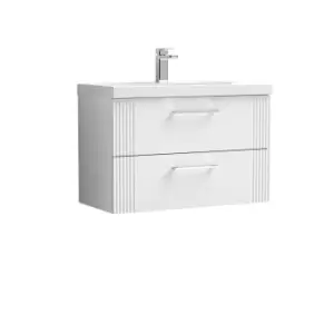 image of Nuie Deco 800mm Wall Hung 2 Drawer Vanity & Basin 1 - Satin White