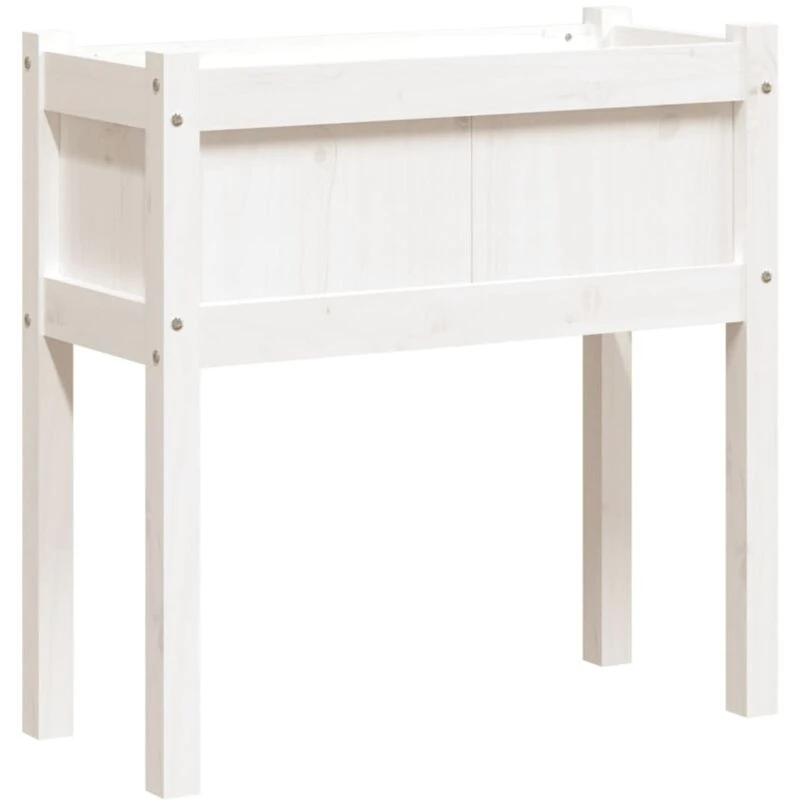 Image of vidaXL Planter w/ Legs White 70x31x70cm Solid Wood Pine, White 837556