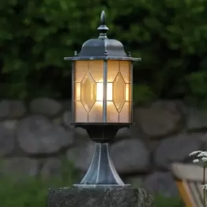 Image of Milano Outdoor Modern Gate Post Pedestal Light Black, Silver, IP43