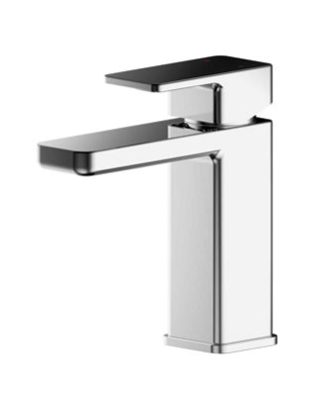 Image of Balterley Square Mini Mono Basin Mixer Tap Push Button Waste Chrome Silver