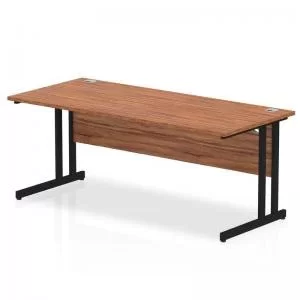 Image of Impulse 1800 x 800mm Straight Desk Walnut Top Black Cantilever Leg