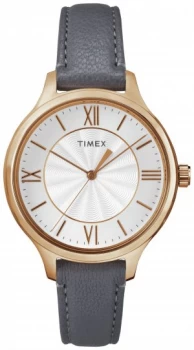 Image of Timex Ladies Rose Tone Grey Strap Watch