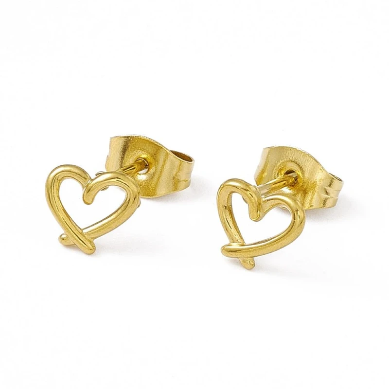 Image of Aye Do My Heart Gold Stud Earrings 1586-NP Gold One Size