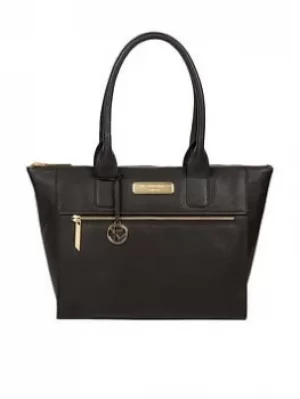 image of Pure Luxuries London Black 'Faye' Leather Tote Bag