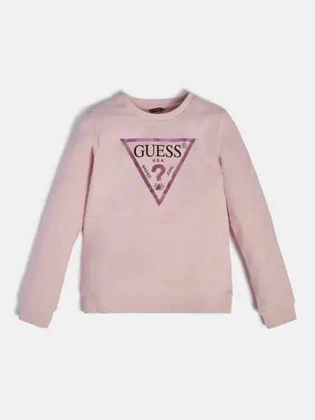 Image of Guess Kids Foil Triangle Logo Sweatshirt 14390008 Pink