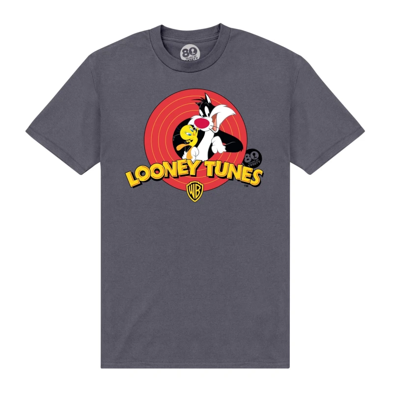 Image of Tweety Mens Sylvester & T-Shirt in Charcoal Size: Small Charcoal Male S
