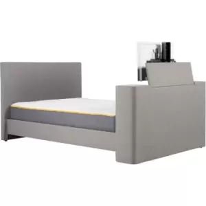 Image of Birlea - Plaza Grey Fabric TV Bed Frame Rising Mount - 4ft6 Double 135 x 190