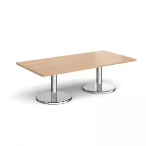 Image of Pisa rectangular coffee table with round chrome bases 1600mm x 800mm -