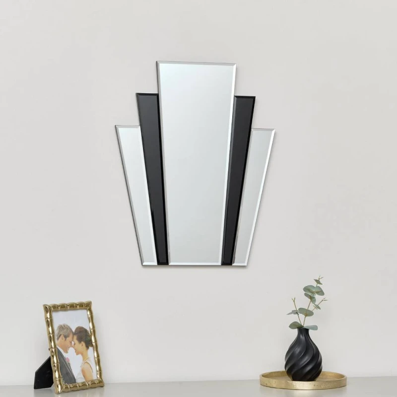 Image of Melody Maison Art Deco Fan Wall Mirror - 50cm X 40cm Clear