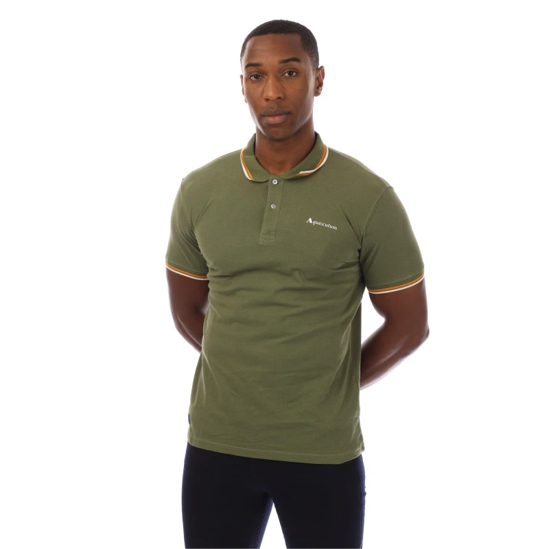 Image of Aquascutum Logo Polo Shirt Green/White male Medium